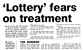 Cancer Lottery - click to read more